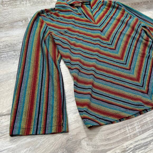 HeartSoul Rainbow Stripe Ribbed V-Neck Top Y2K Juniors Large (Fits XS/S) - Picture 2 of 6